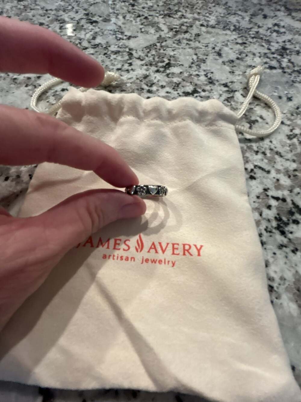 James Avery Sterling Silver Hearts and Flowers Band Ring - Picture 3 of 3